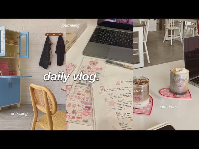 daily vlog 📁 korean cafe, movie date, journal with me, organising, cups unboxing, hanging out