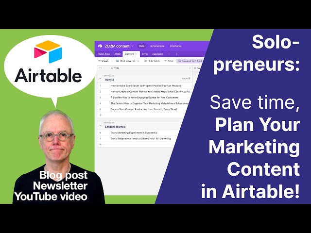 Solopreneurs, Save Time: Plan Your Marketing Content in Airtable!