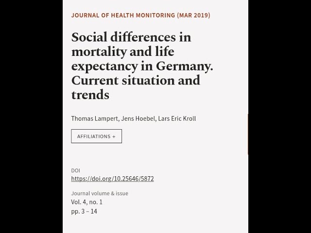 Social differences in mortality and life expectancy in Germany. Current situation and... | RTCL.TV