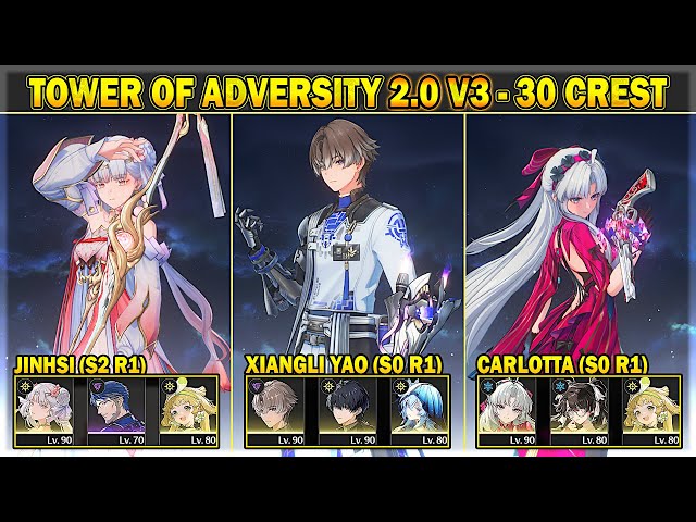 [NEW ToA] Xiangli Yao, Jinhsi, Carlotta - Tower of Adversity 2.0 Phase 3 - 30 Crest | Wuthering Wave