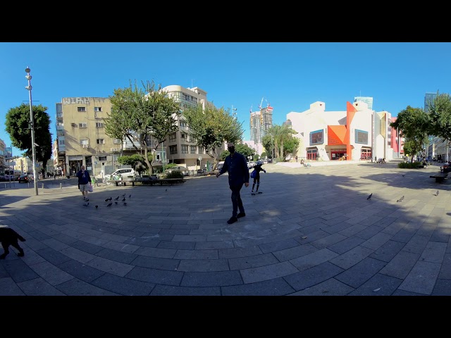 VR City Square Virtual Reality 360 Video street view. VR immersive street travel virtual experience.