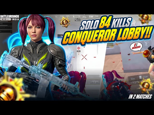 84 SOLO KILLS IN CONQUEROR LOBBY 💀 BGMI 🇮🇳 2 MATCHES POV