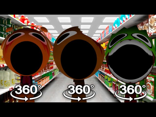 Pop Incredibox Sprunki (Horror) - Supermarket in 360° Video Animation | VR /4K