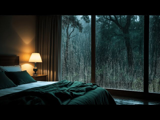 Relaxing Music & Rain Sounds for Insomnia and Pain Relief 💤 heavy rain sounds for sleeping thunder