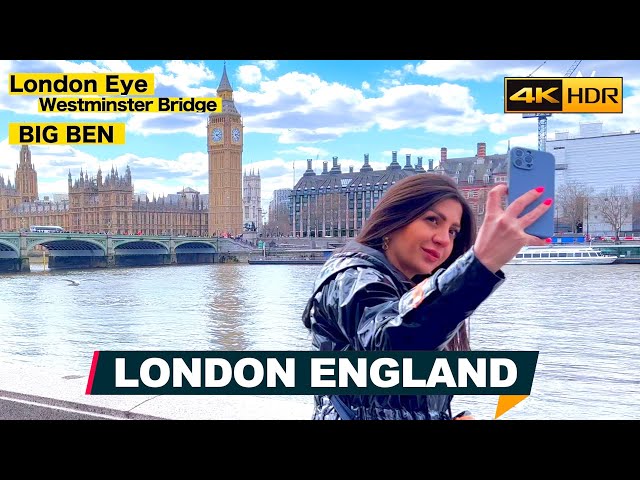 LONDON ENGLAND 🇬🇧 London Eye, Westminster Bridge, Big Ben, ▶38 min (English Subtitles) [4K HDR]