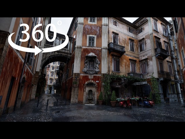 Walking in the streets of Rome on a rainy day/360VR/4K