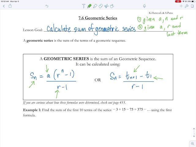 Lesson 7.6 - Geometric Series