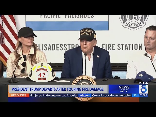 President Trump visits Los Angeles, tours wildfire damage