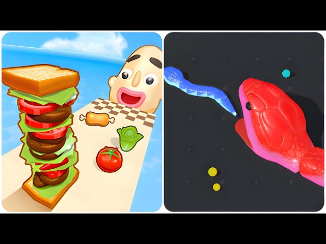 Snake Clash.io vs Sandwich Runner - (Max Level, ASMR Games), New Update