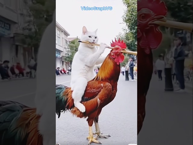 Cat & Rooster #shorts @AnimalHT2721 @CoComelonAnimalTime