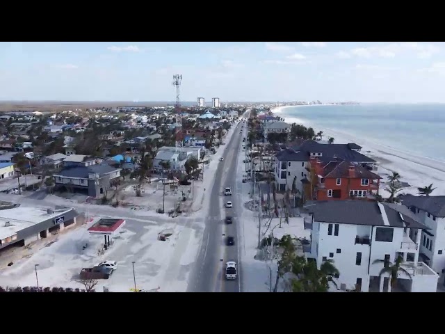 Drone video along Estero Blvd, from downtown to 5000 block (fast-mo)