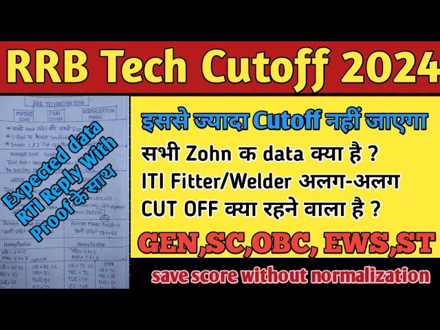 RRB TECHNICIAN GRADE 3 CUTOFF 2024 | RRB TECHNICIAN GRADE 3 KOLKATA CHENNAI ZONE CUTOFF | SAFE SCORE