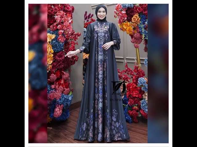 model baju gamis set hijab motif palma 2 cantik 1 by dumma