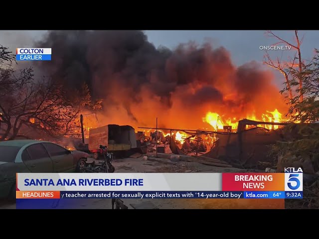 Fire erupts in Santa Ana Riverbed amid powerful winds