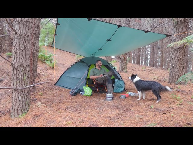 CAMPING in HEAVY RAIN with TENT and TARP