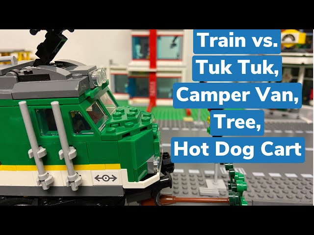 Train vs. Tuk Tuk, Camper Van, Tree, Hot Dog Cart