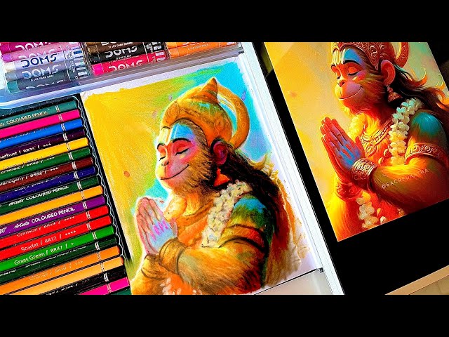 Hanuman Ji Drawing | Lord Hanuman Drawing || Oil Pastel Drawing