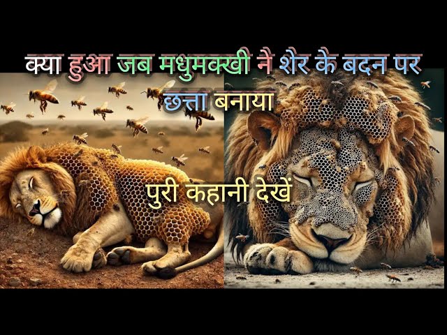 मधुमक्खी के छत्ते से ढके शेर  की कहानी एक मार्मिक कहानी है ! Saving a Lion covered with honeycombs