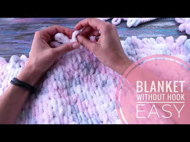 Looped yarn blanket for beginners. No hook or knitting needls, only your hands! s-b-s tutor.