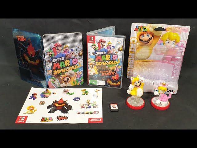 Unboxing: Super Mario 3D World + Bowser's Fury and Cat Mario & Cat Peach Amiibo 2 Pack - Nintendo