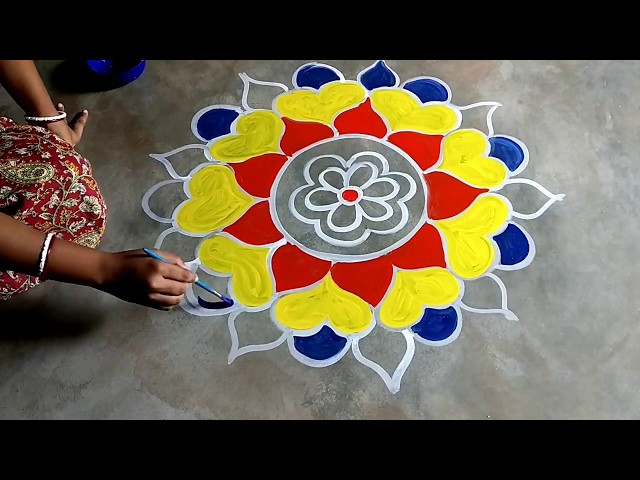 Innovative and Creative colourful rangoli designs# Kolam Designs# easy Muggulu designs.