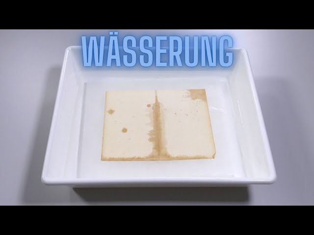 Wässern von Papier im Bad