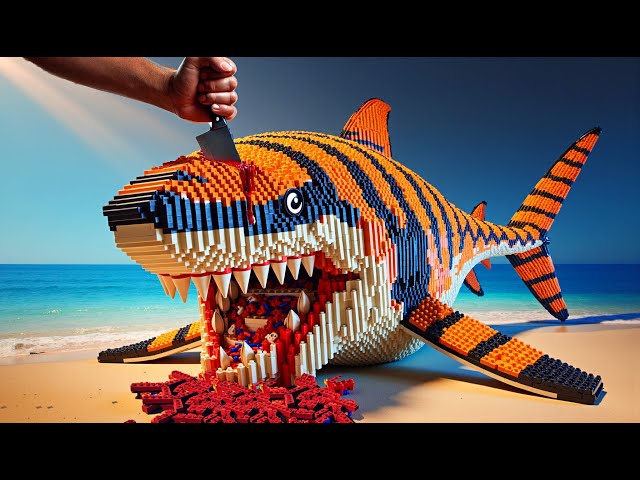 How to make  Pefect Giant TIGER SHARK Recipe IRL || Lego Cooking Stop Motion vs ASMR