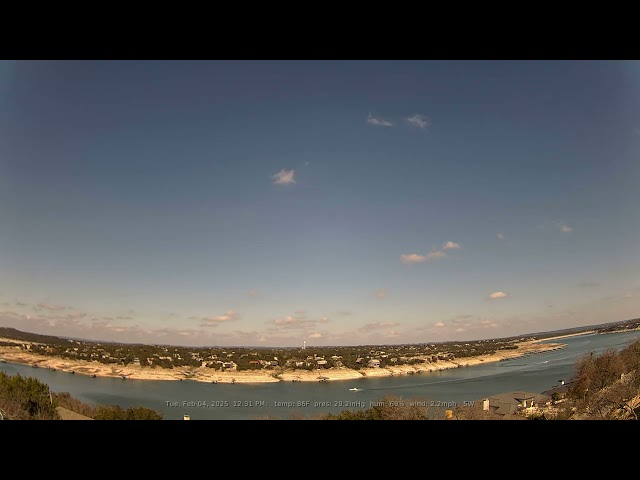 02/04/2025: Lake Travis, Texas (Austin, TX): 4K, 60fps Daily Weather & Boat Traffic Timelapse Video