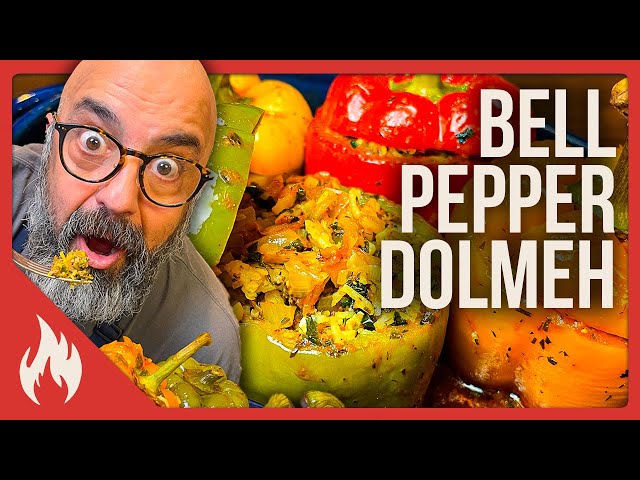 Persian Bell Pepper Dolmeh (stuffed bell pepper) - دُلمه فلفل ایرانی با دستور کامل به زبان انگلیسی