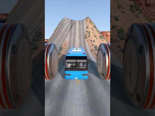 Colourful City Buses vs Hydraulic Crush - BeamNG Drive