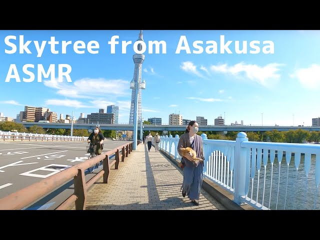 Tokyo Walking along Sumidagawa River toward Skytree Station from Asakusa - Walk with ASMR Sound