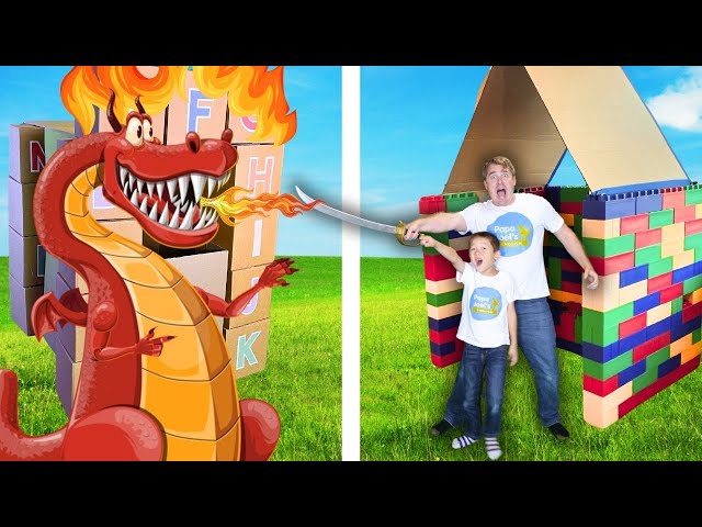 Baby King Builds Playhouses to Escape DRAGON! | Pretend Play by Papa Joel's English