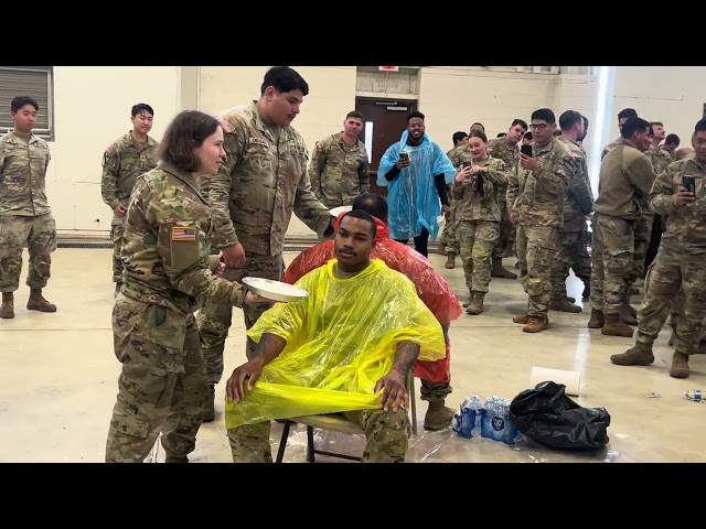 Army fun , pie on the face by Air Cav Fort Cavazos , US Army.