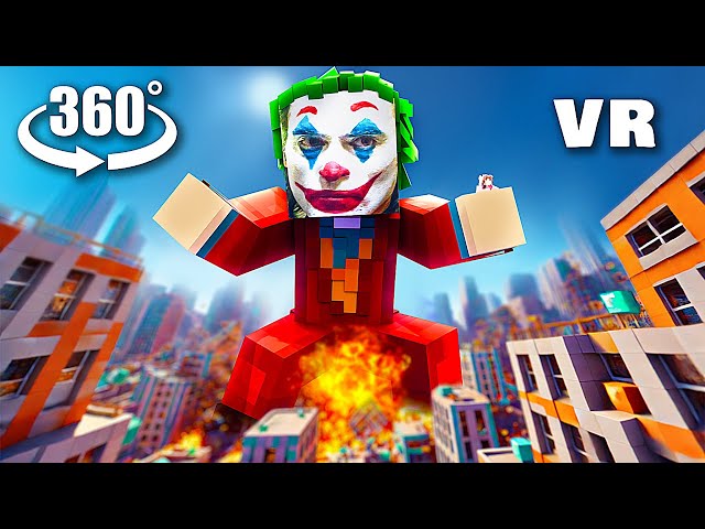 VR 360° GIANT JOKER in the City (Minecraft Animation)