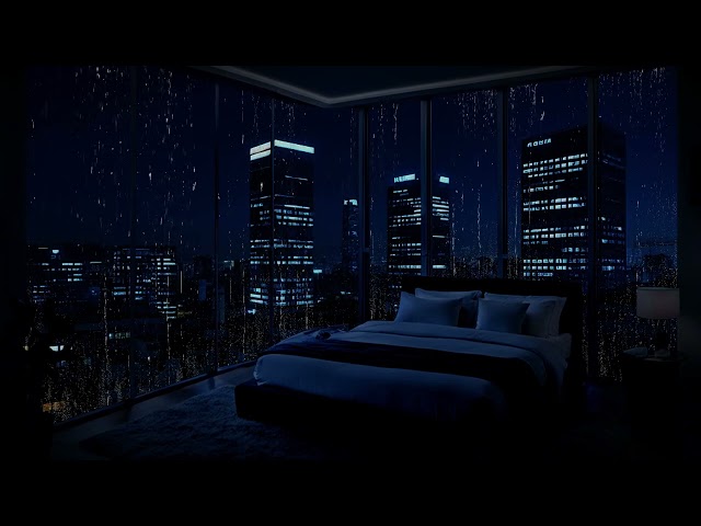 🌃☔ "Thunder lightning and raindrops falling on the window: the sound of a comfortable night's rain."