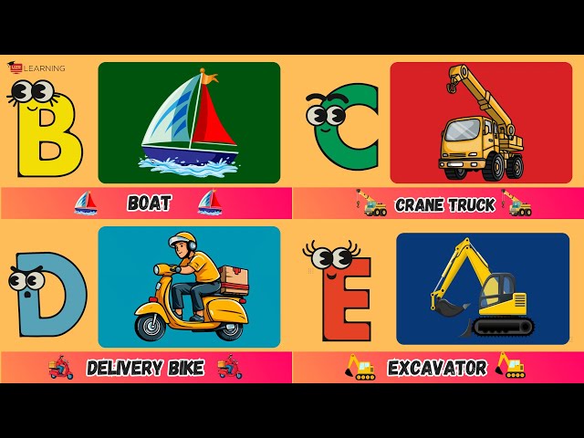 ABC Vehicles Song for Kids | Fun Learning A to Z 🚜✈️ | #abcd #kids