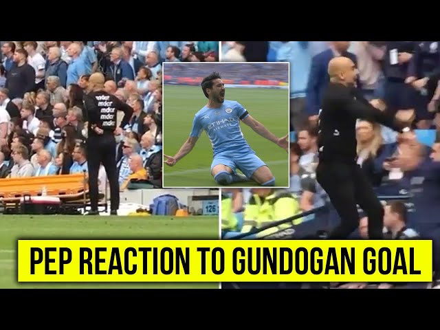 Man City vs Aston Villa 3-2 - Pep Guardiola REACTION to Ilkay Gundogan GOAL