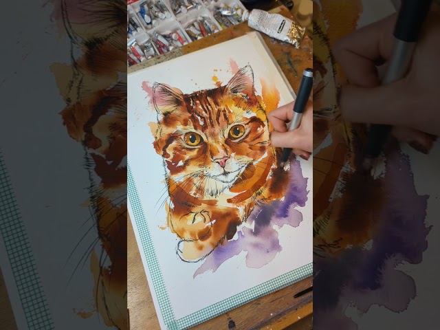 Who doesn't love an #orange cat 😺 #catvideo #catpainting #catart