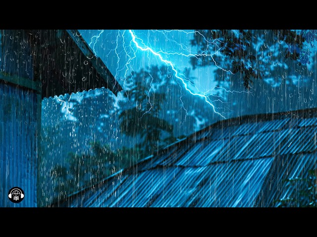 Fall Easily Into Deep Sleep Instantly | Rain Sleep Sounds | Heavy Rain on Roof & Powerful Thunder