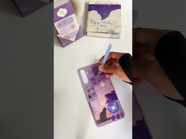 How to make aesthetic phone cover🤩💜??#purpleaesthetics#ytshorts#trendingnow