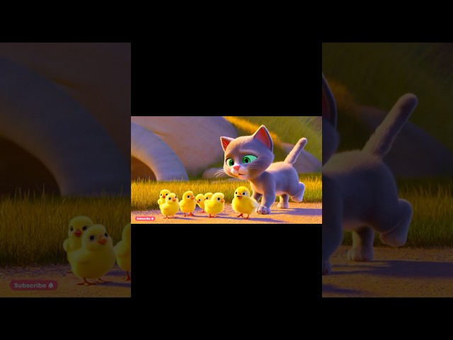 🐾✨ Little Kitten & Chicks   A Heart warming Tale of Friendship✨🐥 #nurseryrhymes #animation #ai