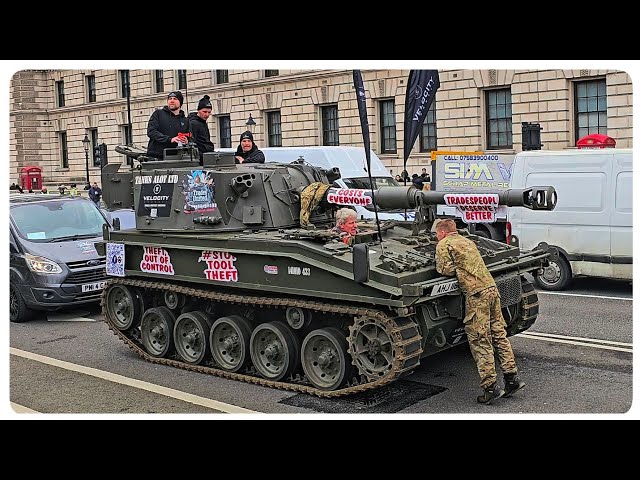 TANK STOPS TRAFFIC in London for 1 Hour to Protest Tool Theft!