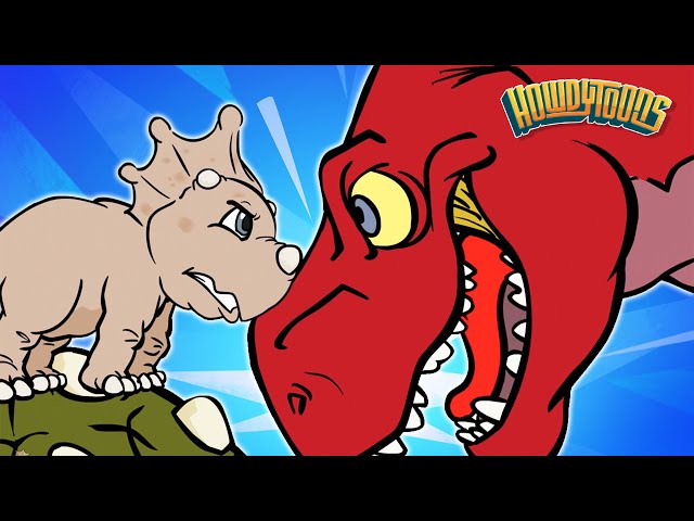 Batalhas de dinossauros | Não me coma | Canções de Dinossauros do Dinostory de Howdytoons S1E8