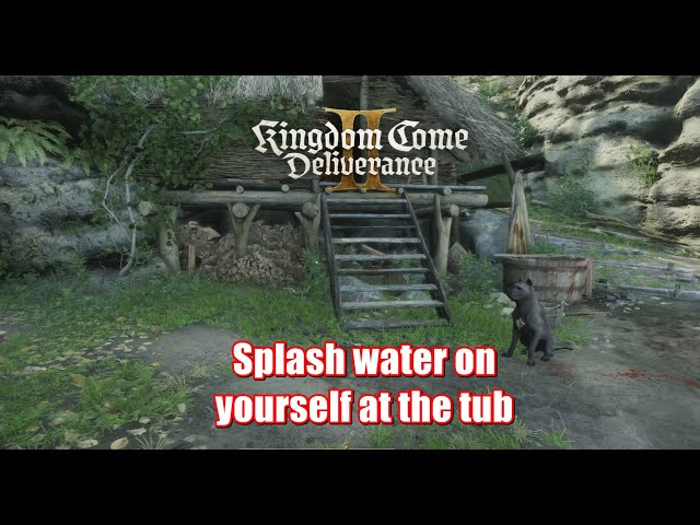 Kingdom Come Deliverance 2 - Splash water on yourself at the tub ( Eat )