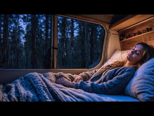 Camping in the rain - 99% Instantly Fall Asleep With Rain And Thunder Sound on Car At Night, Sleep