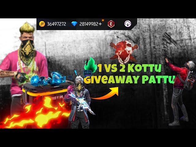 1 vs 2 kottu GIVEAWAY PATTU 💎 😇 Free Fire Live Telugu 🥳