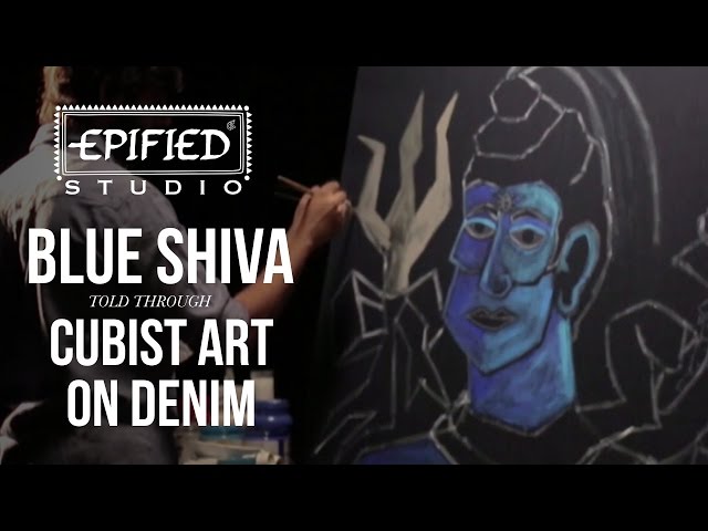 Blue Shiva | Cubist art on Denim | Epified