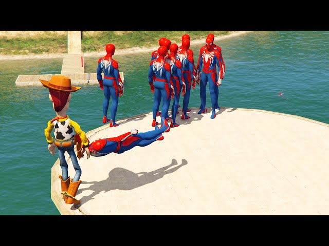 GTA 5 Spiderman VS Woody Water Ragdolls Compilation vol.4 (Euphoria Physics Funny Moments)