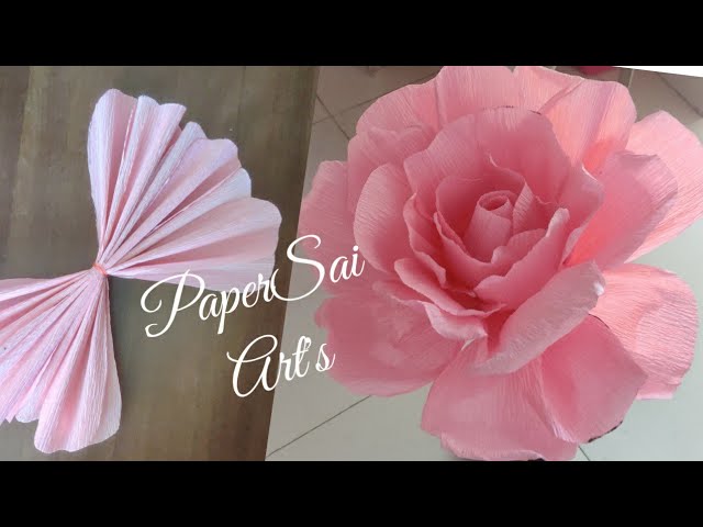 Giant Crepe paper Rose flower for room decor,Flores de papel crêpe,Handmade flower@PaperSai Art's