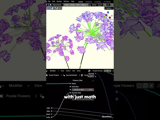 Making procedural flowers in #blender3d and #geometrynodes 🪴🌺 #b3d